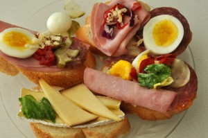 Slovak oblozene chlebicky open face sandwiches