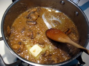 melted butter in mushroom sauce