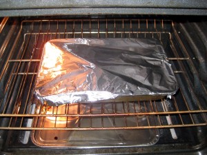 baking pan in aluminum foil