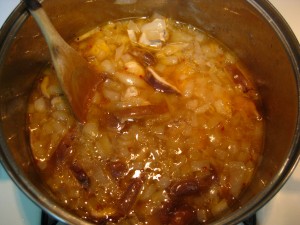 chicken in a pot with mushrooms