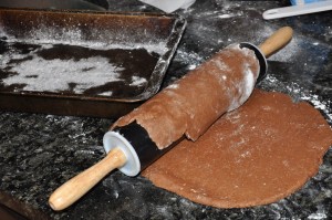 transferring dough with a rolling pin