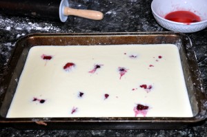 fruits added to cake custard