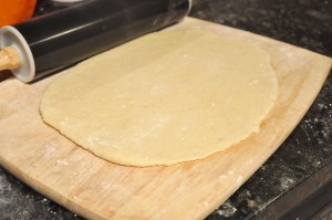 rolled out dough for cheese snacks