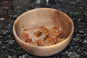 soup toast in a bowl