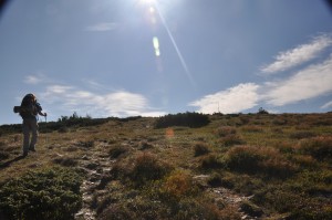 hiking on a ridge line