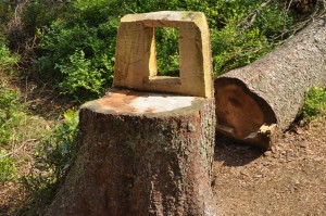tree stump made into a chair