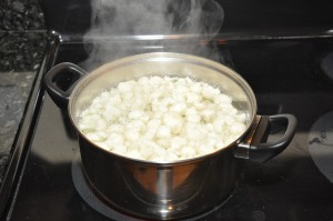 cauliflower cooking in a pot