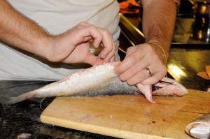 trout stomach sewn shut