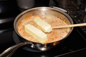 melting margarine in caramel