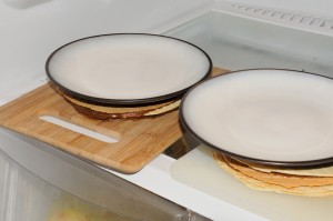 setting filled wafers in fridge
